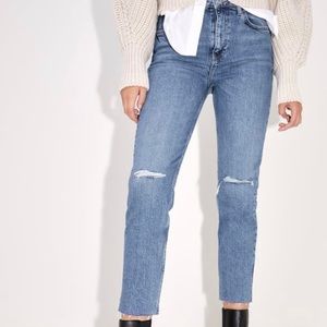 Zara Slim Fit Hi-Rise Ripped Jeans